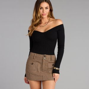 Effortless Chic Knit Off-The-Shoulder Long Sleeve Bodysuit