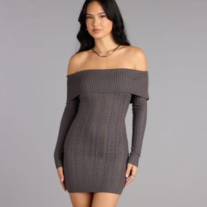 Cozy Allure Cable Knit Mini Dress
