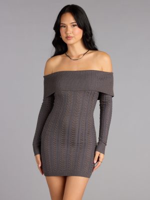 Cozy Allure Cable Knit Mini Dress