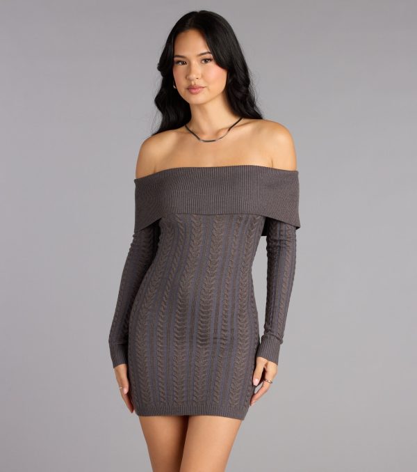Cozy Allure Cable Knit Mini Dress