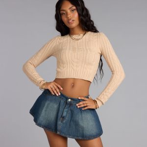 Cozy Twist Cable Knit Tie Back Sweater