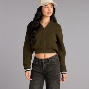 Season Shift Mock Neck Crop Sweater