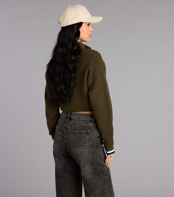 Season Shift Mock Neck Crop Sweater - Image 2