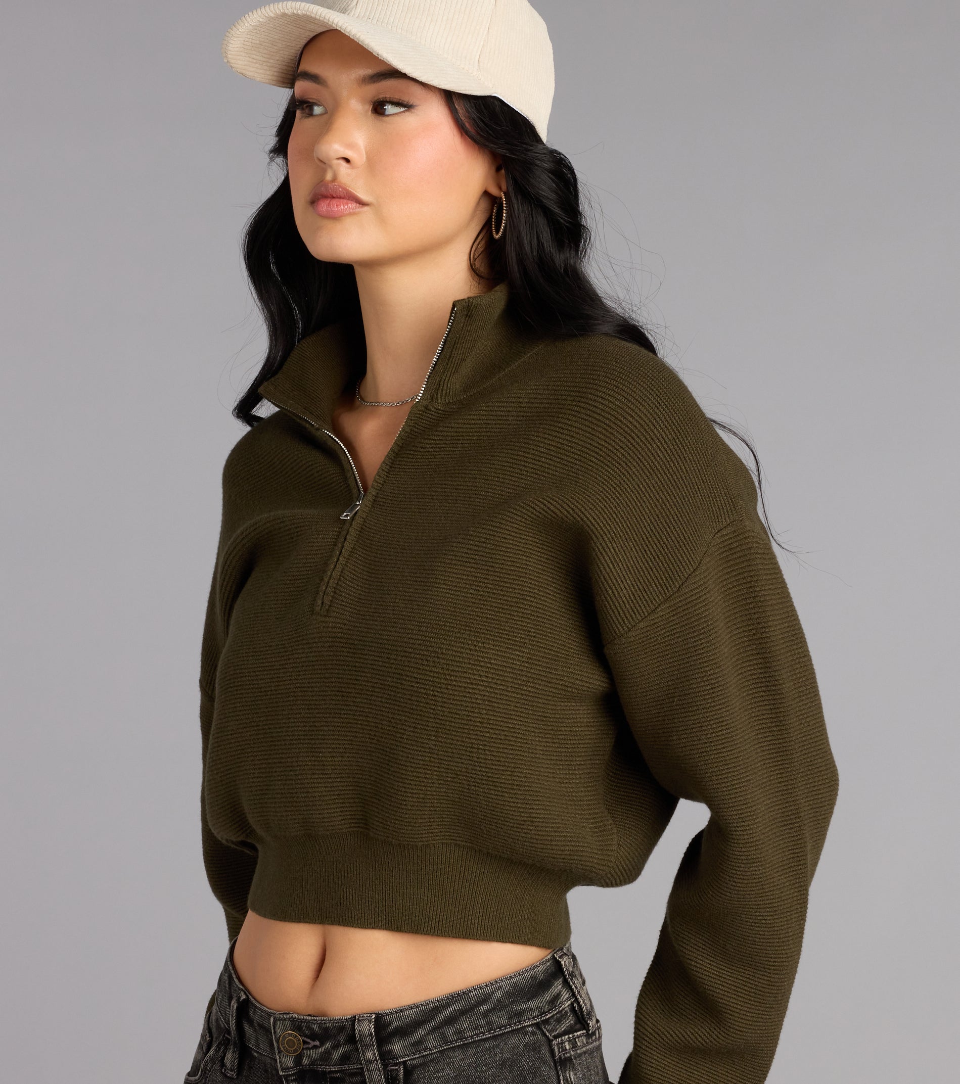 Season Shift Mock Neck Crop Sweater - Image 4