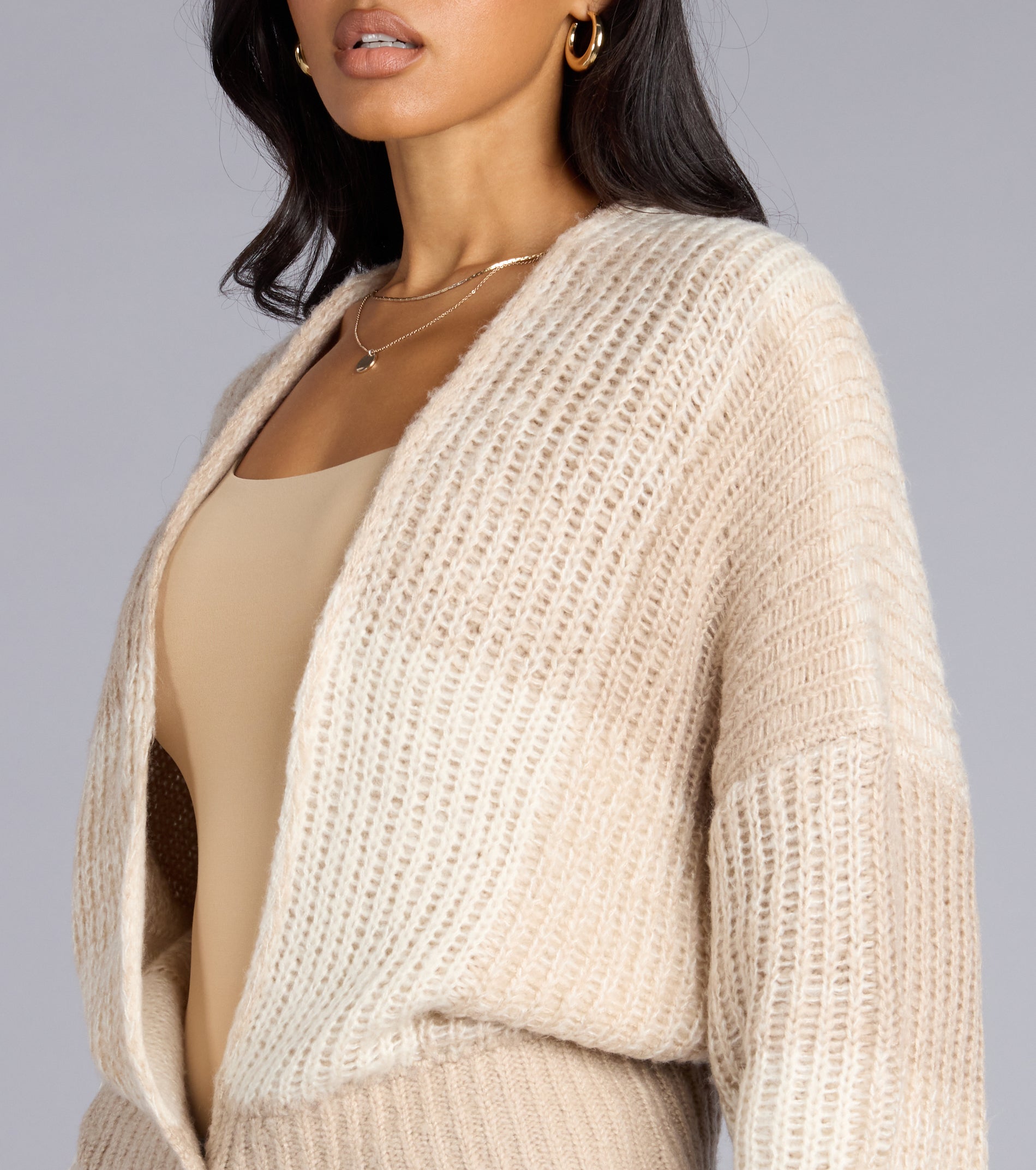 Snuggle Up Oversized Knit Crop Cardigan - Image 4