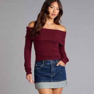 Autumn Allure Off-The-Shoulder Sweater
