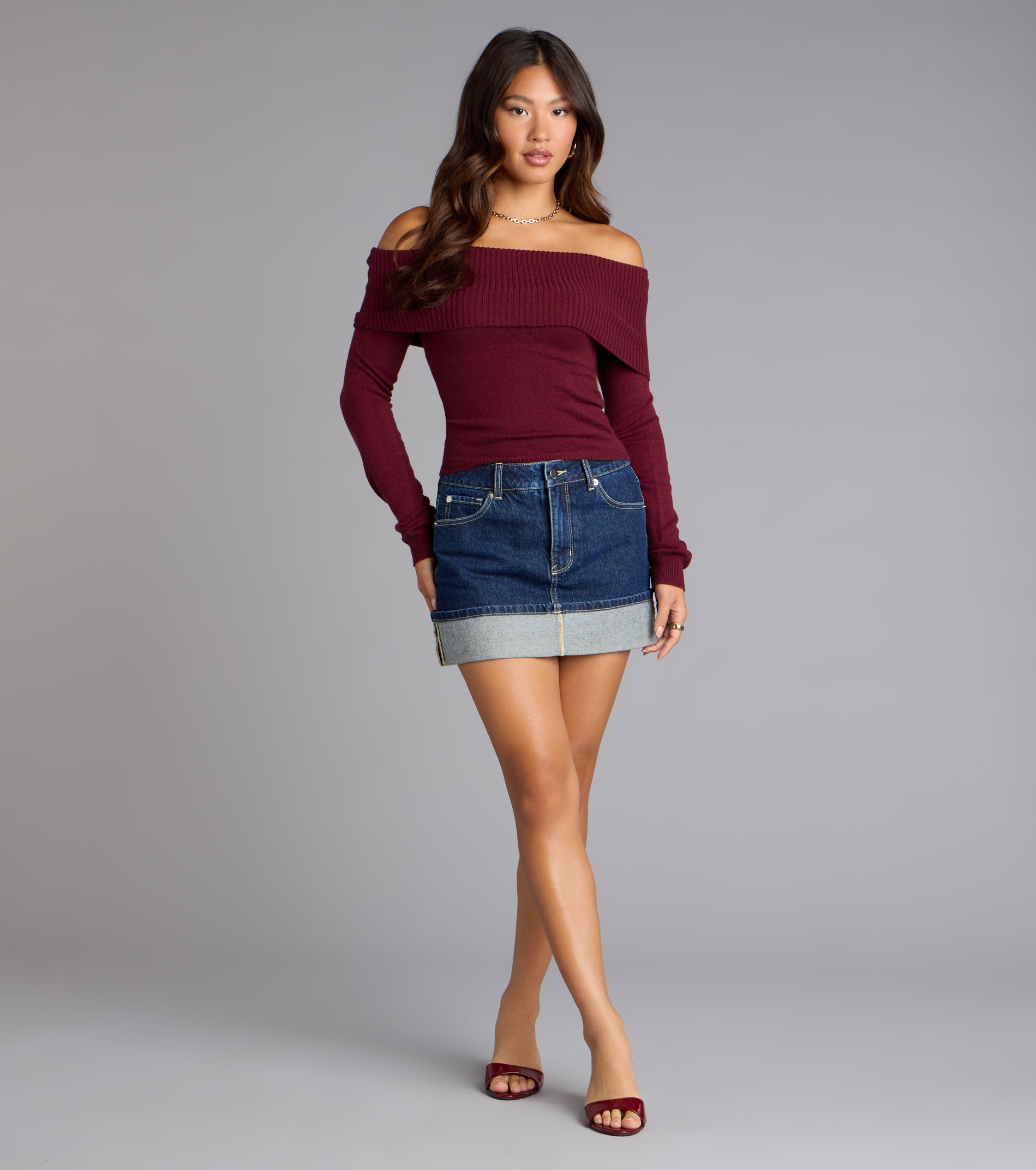 Autumn Allure Off-The-Shoulder Sweater - Image 3