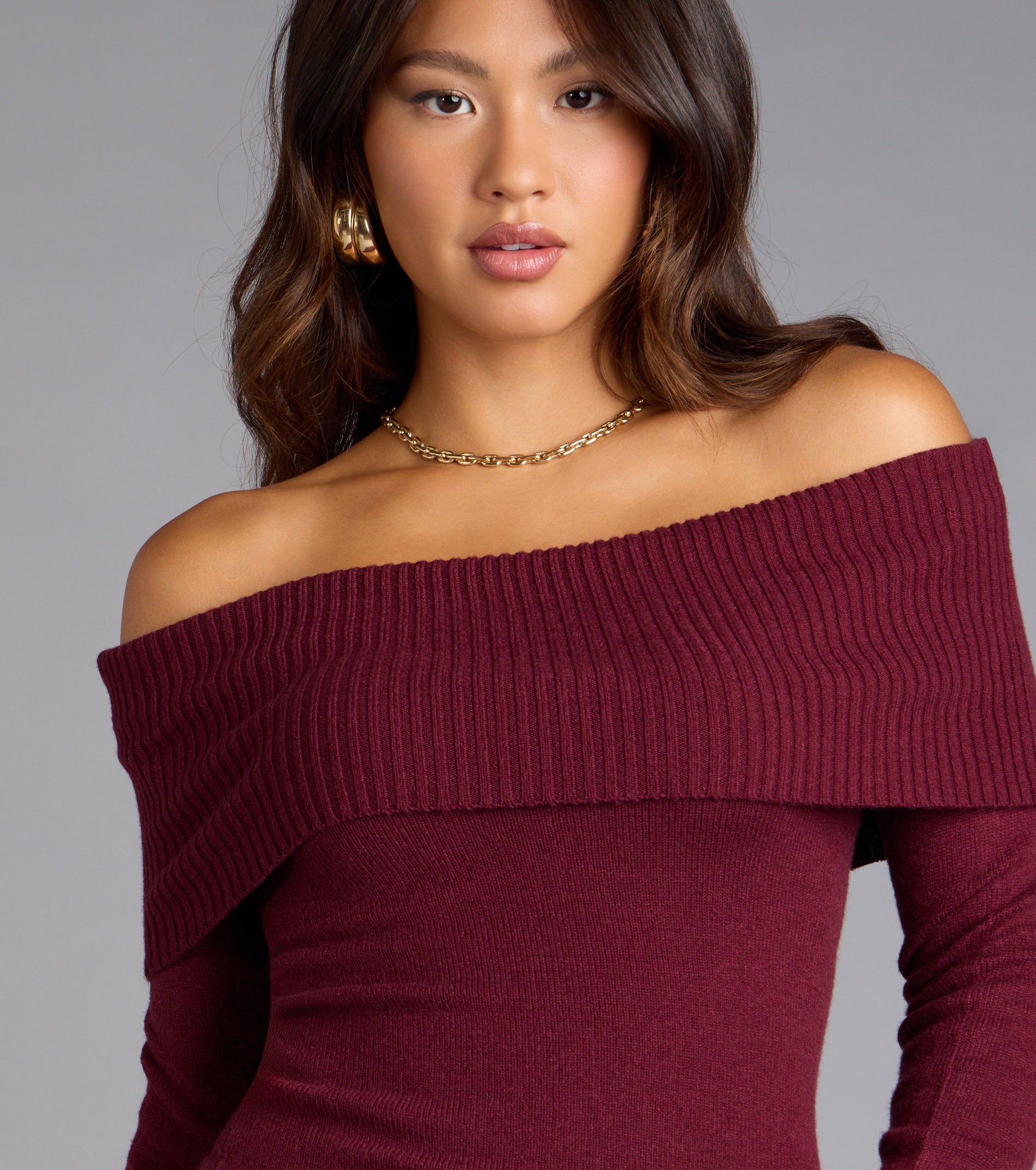 Autumn Allure Off-The-Shoulder Sweater - Image 4