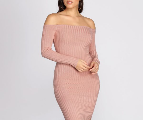 Ribbed Off Shoulder Sweater Dress - Image 5