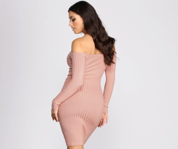 Ribbed Off Shoulder Sweater Dress - Image 6