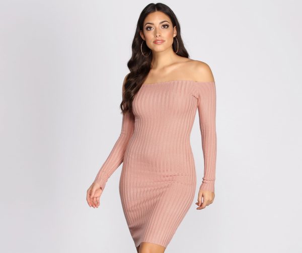 Ribbed Off Shoulder Sweater Dress - Image 7