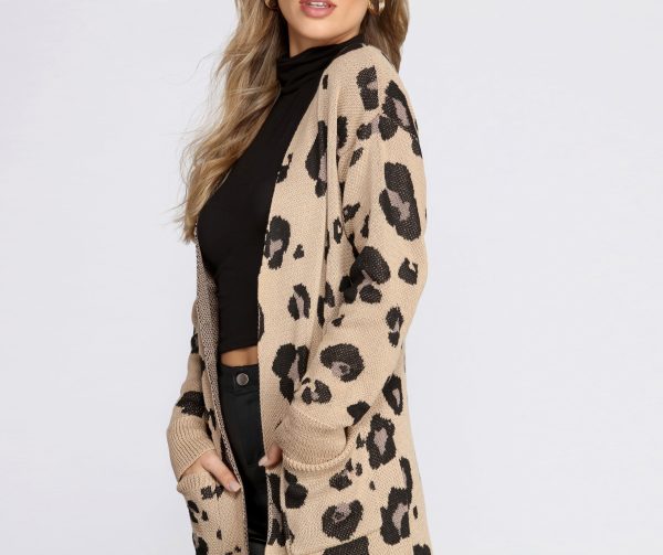 Leopard Print Long Line Cardigan - Image 3