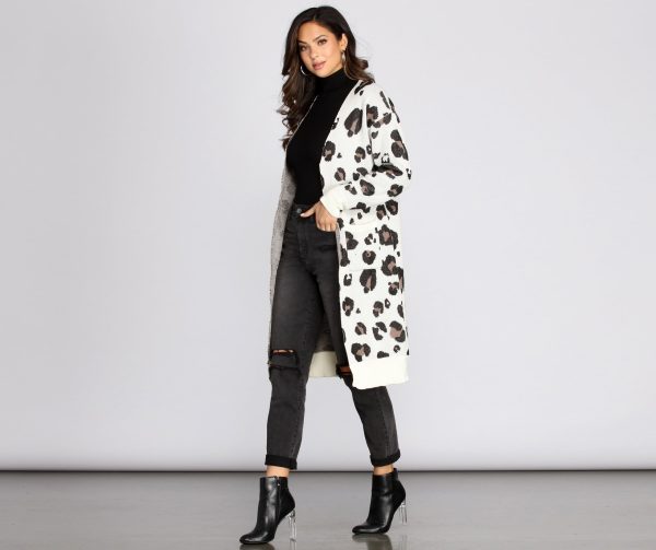 Leopard Print Long Line Cardigan - Image 5