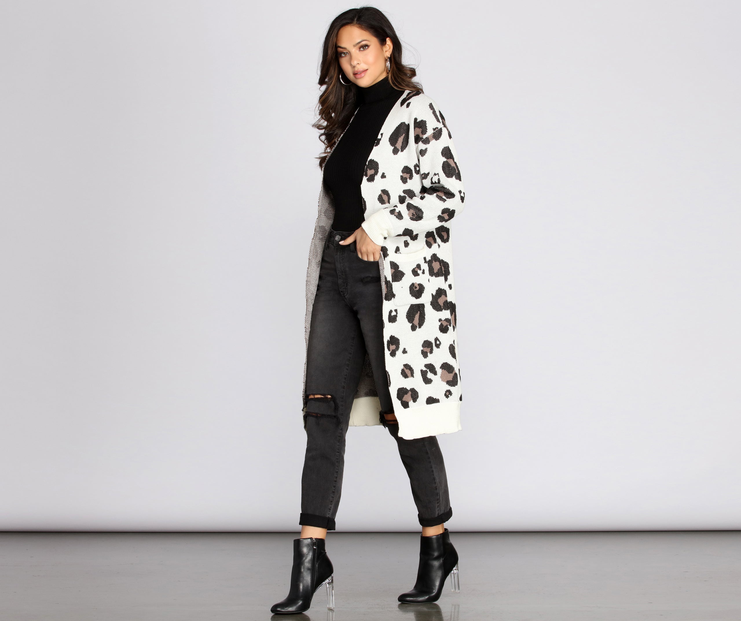 Leopard Print Long Line Cardigan - Image 5