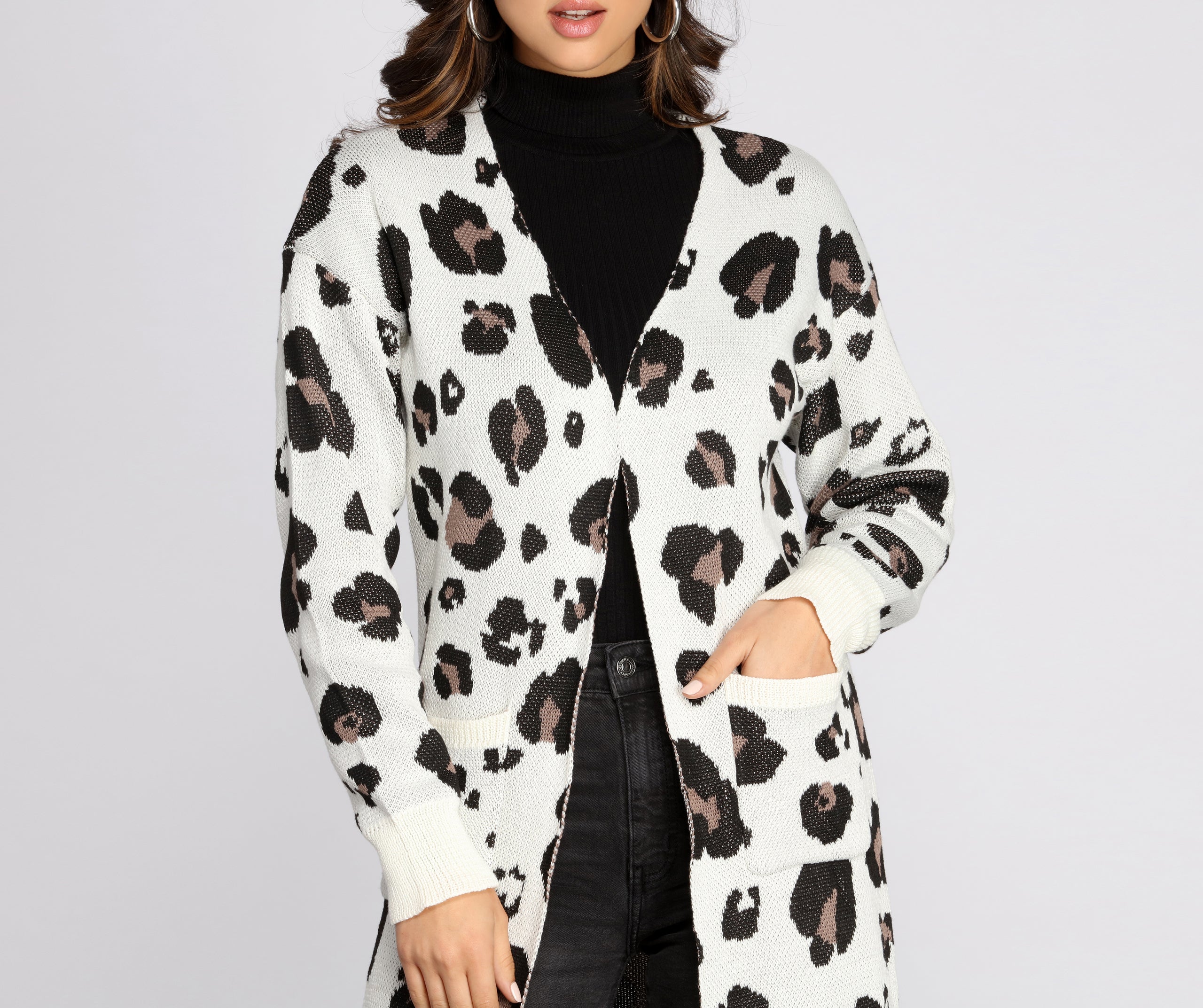 Leopard Print Long Line Cardigan - Image 7