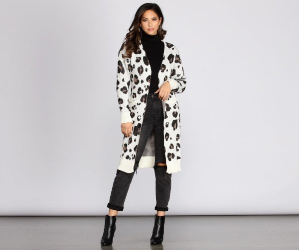 Leopard Print Long Line Cardigan - Image 8