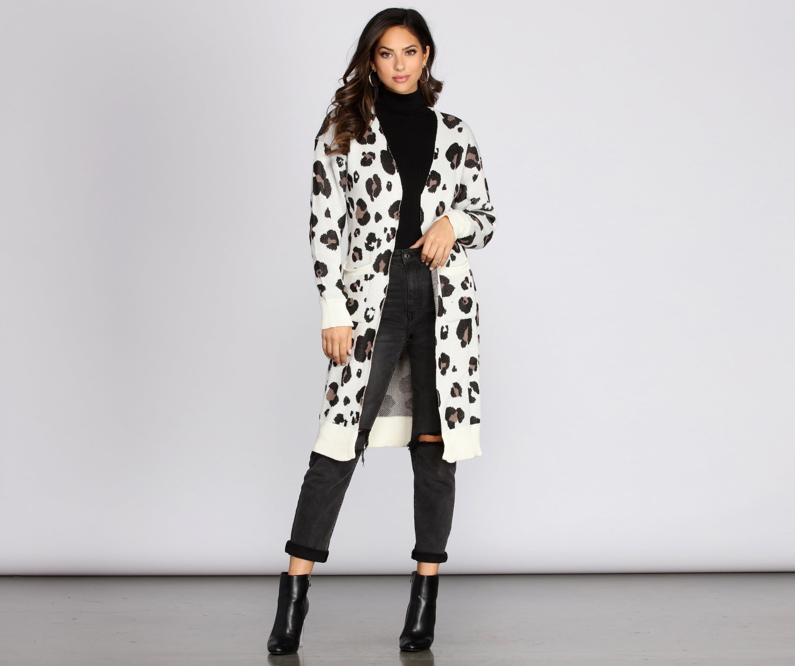 Leopard Print Long Line Cardigan - Image 8