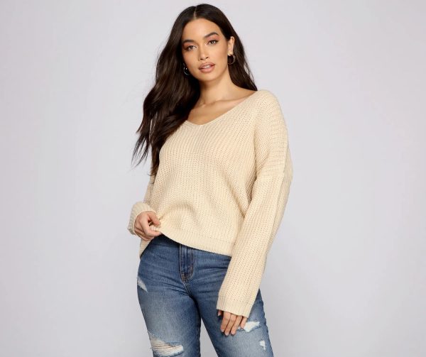 Lattice Back Oversized Pullover Sweater - Image 2