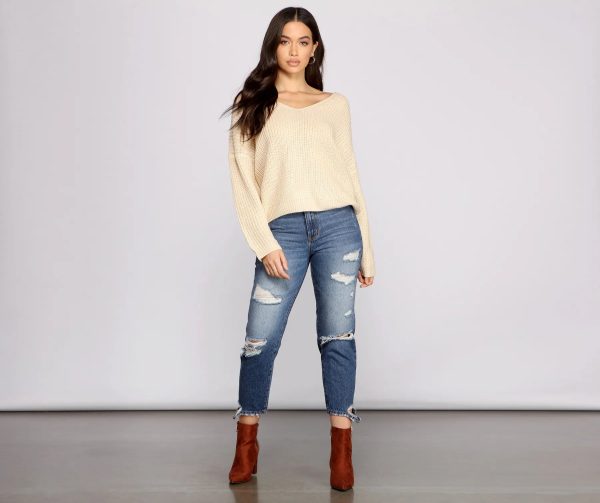Lattice Back Oversized Pullover Sweater - Image 3