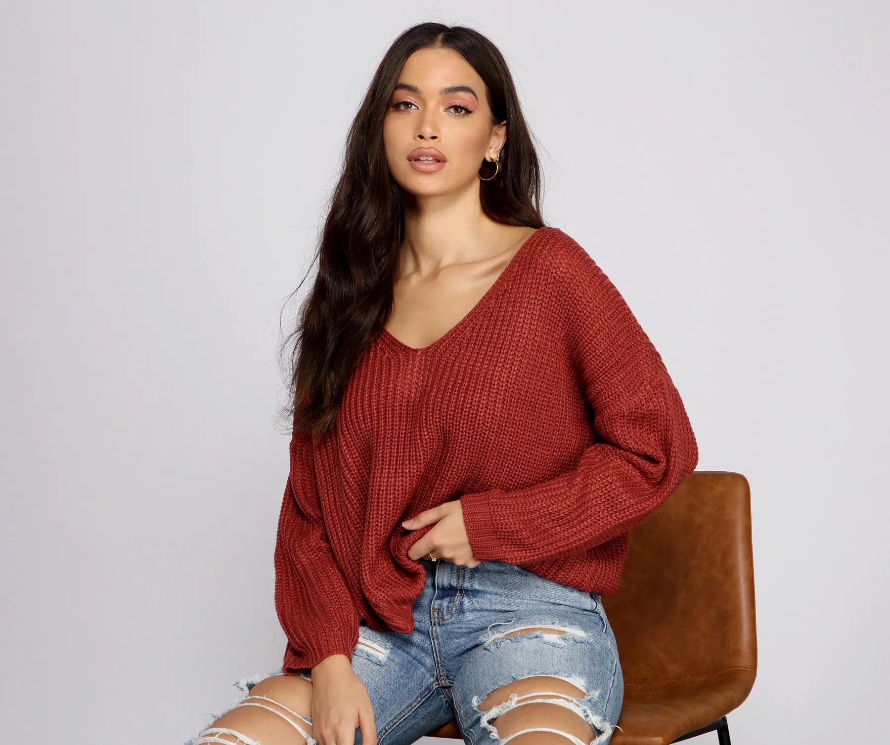 Lattice Back Oversized Pullover Sweater - Image 5