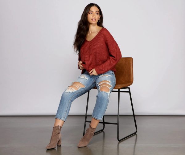Lattice Back Oversized Pullover Sweater - Image 6