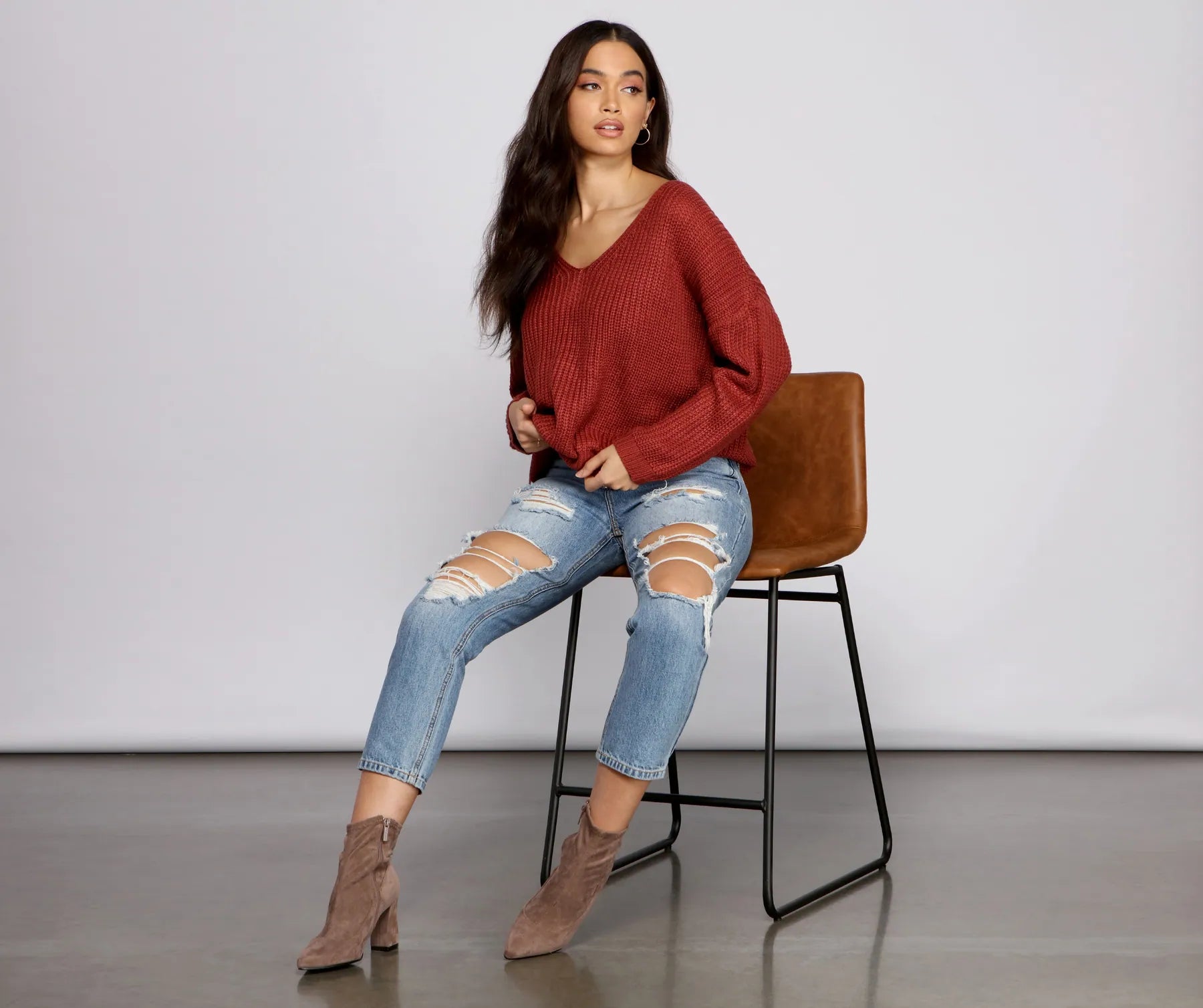 Lattice Back Oversized Pullover Sweater - Image 6