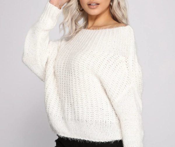 Cozy Eyelash Knit Off The Shoulder Sweater - Image 3