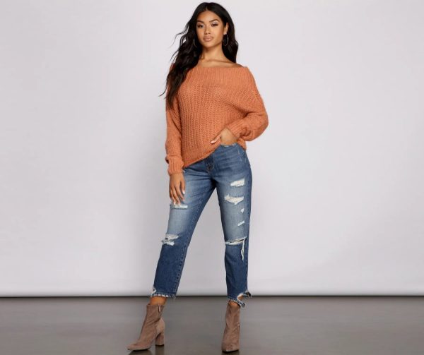 Cozy Eyelash Knit Off The Shoulder Sweater - Image 8