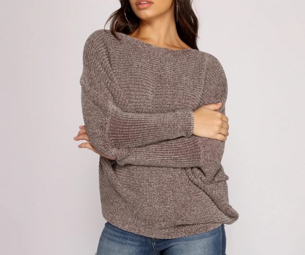 Chenille Knit Dolman Sleeve Sweater - Image 7