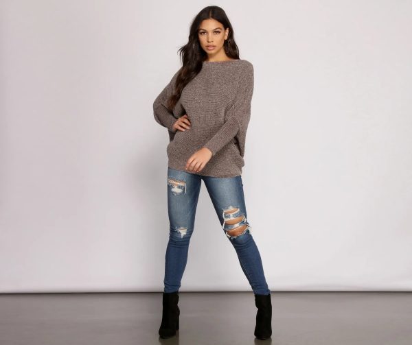 Chenille Knit Dolman Sleeve Sweater - Image 8