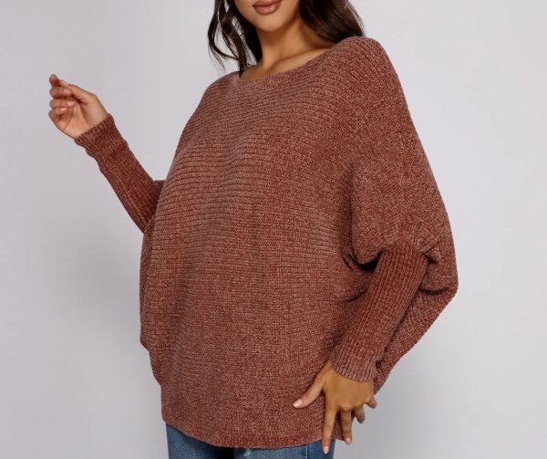 Chenille Knit Dolman Sleeve Sweater - Image 3