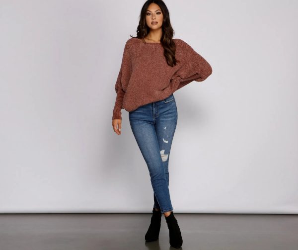 Chenille Knit Dolman Sleeve Sweater - Image 4