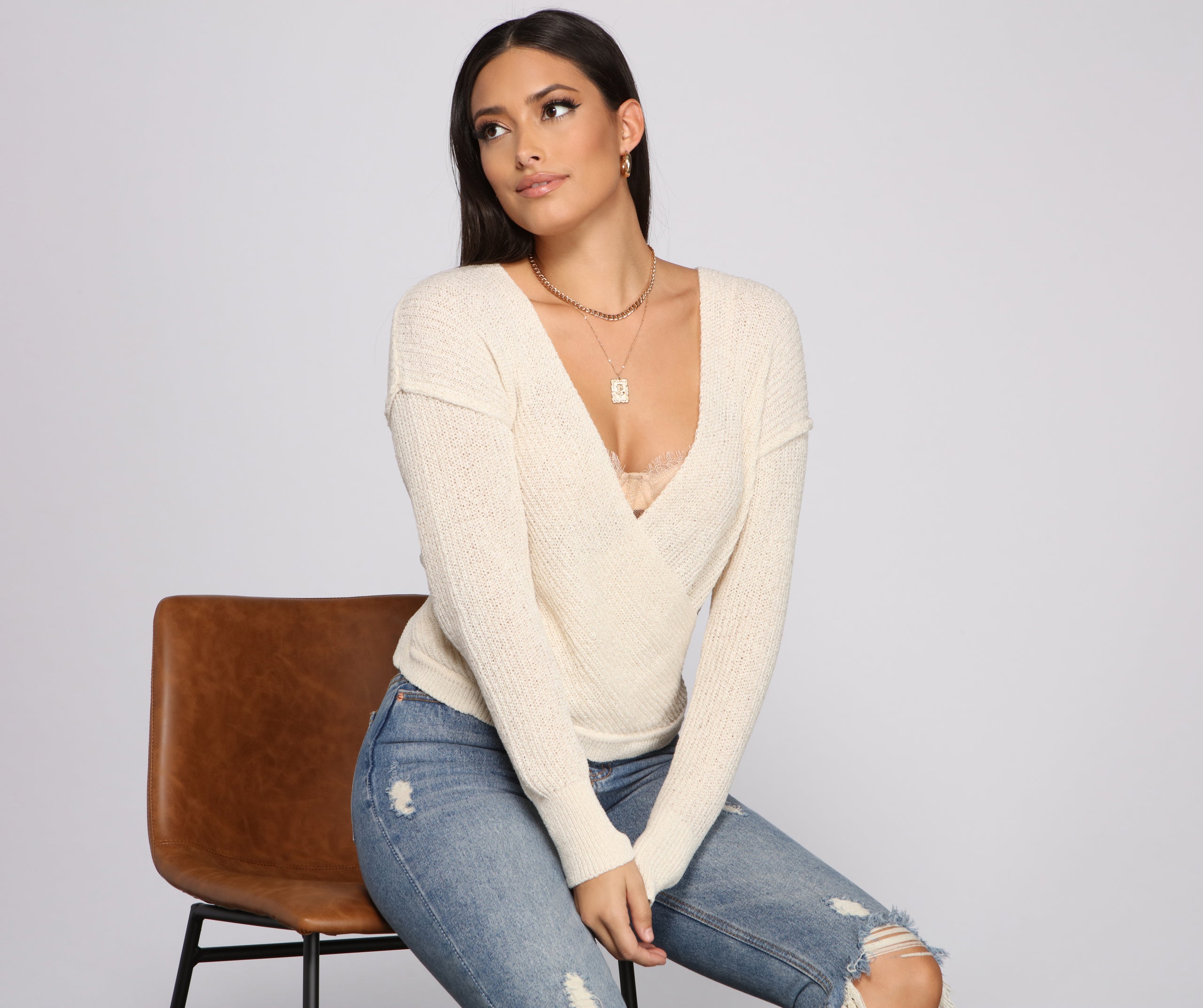 Wrapped In Basics Surplice Sweater - Image 5