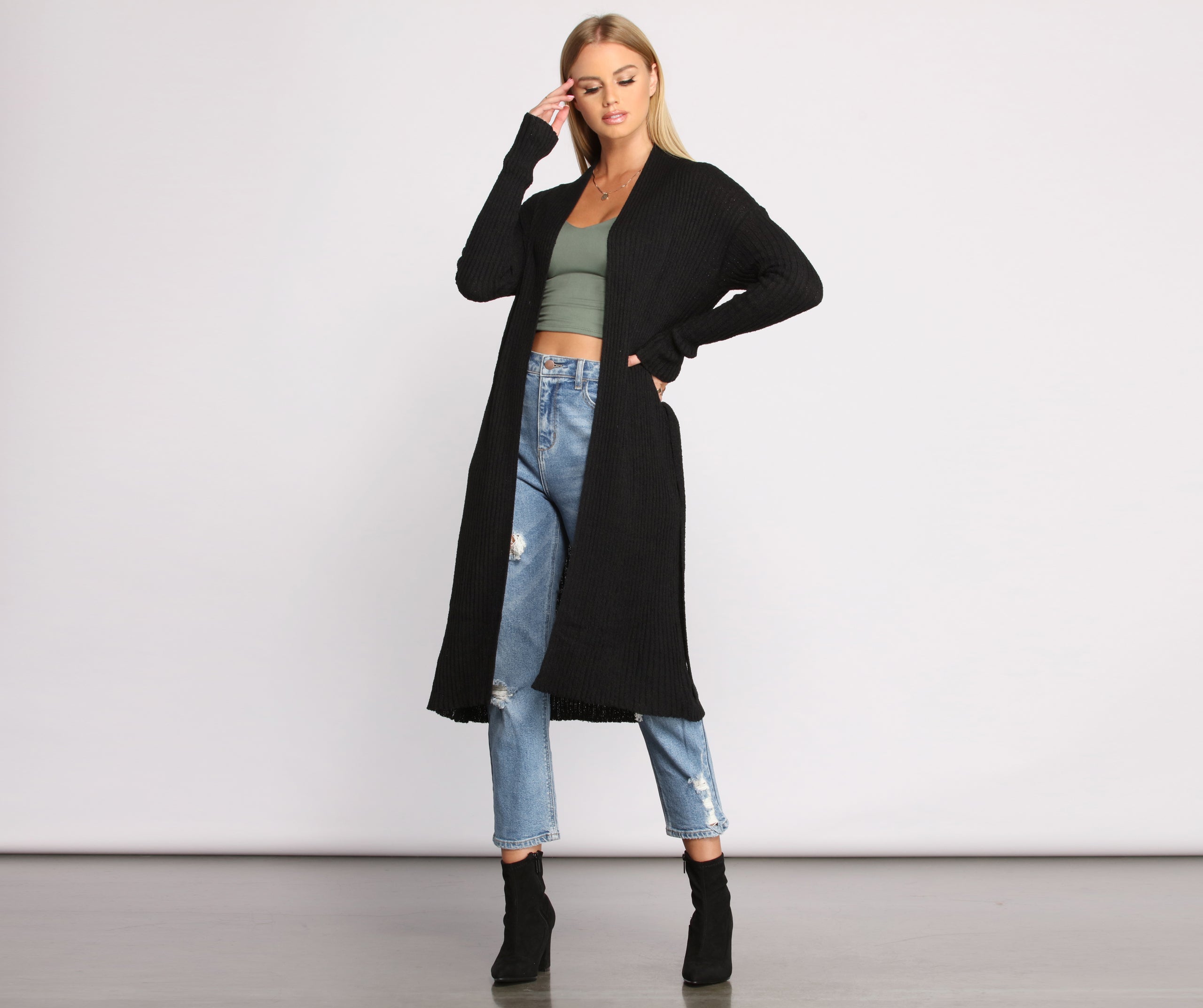 The Every Day Ribbed Tie Waist Cardigan - Image 6