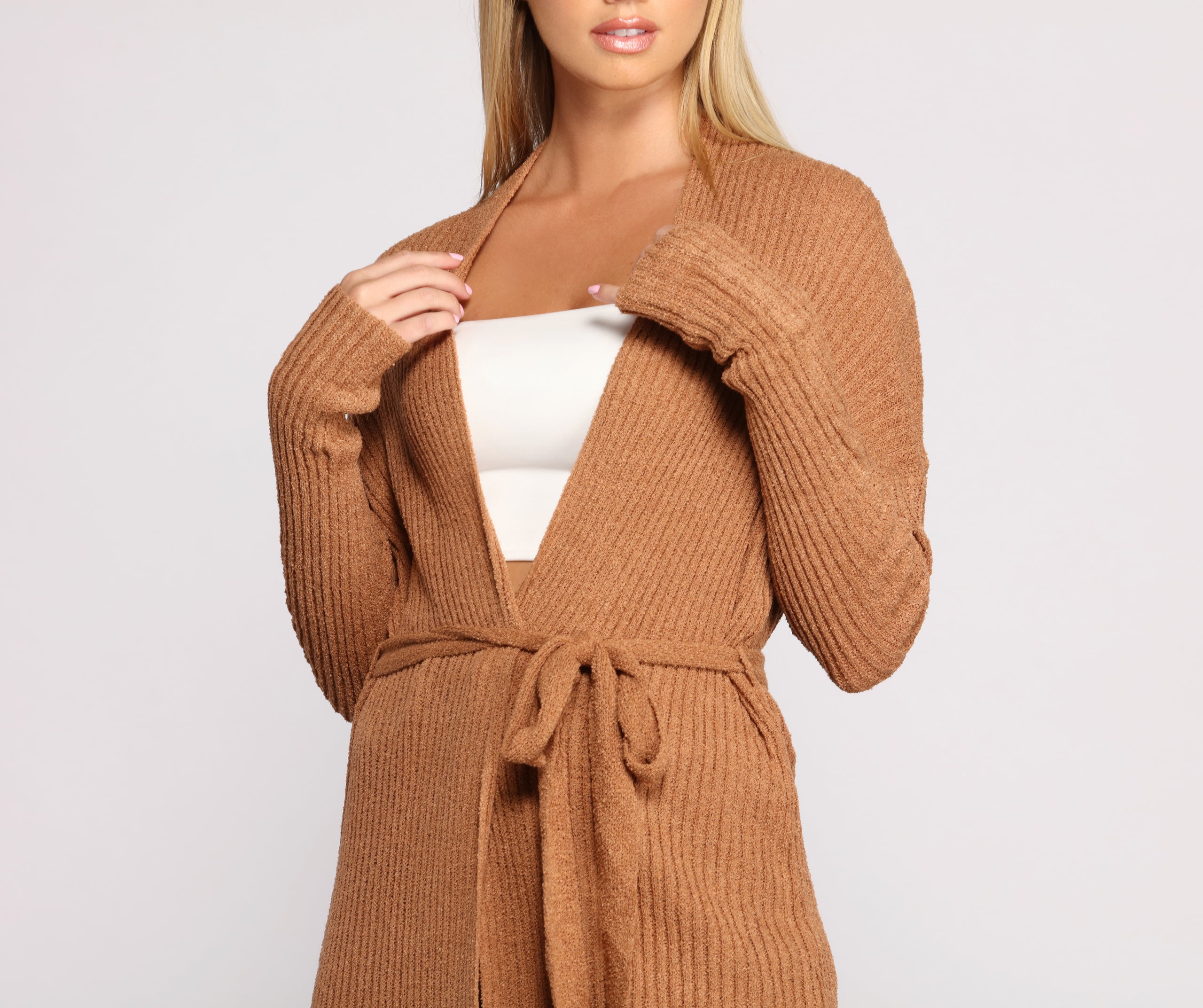 The Every Day Ribbed Tie Waist Cardigan - Image 12