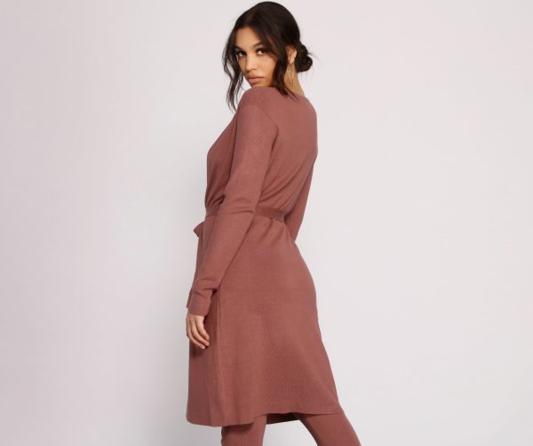 Keeping Knit Casual Tie Waist Duster - Image 2