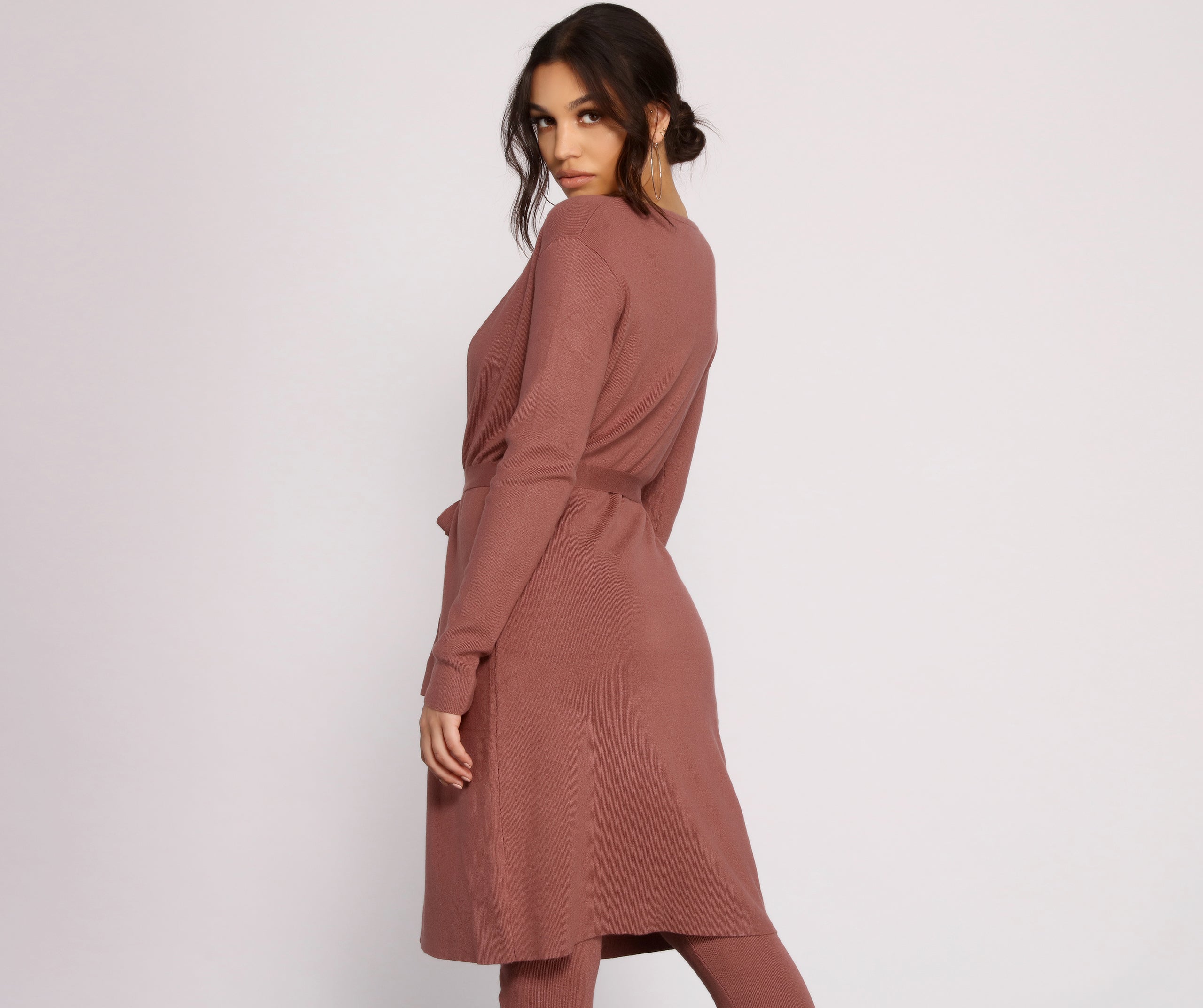 Keeping Knit Casual Tie Waist Duster - Image 2