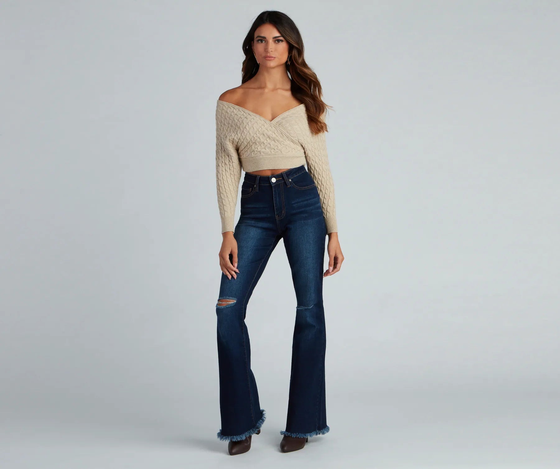 Cute Chills Surplice Crop Sweater - Image 5