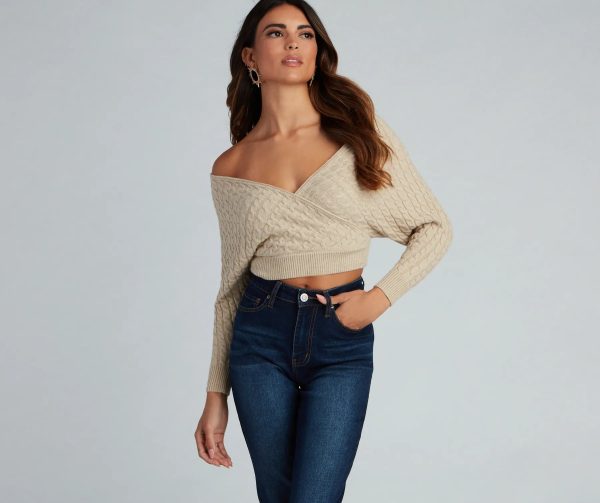 Cute Chills Surplice Crop Sweater - Image 6