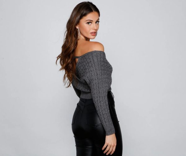 Cute Chills Surplice Crop Sweater - Image 2