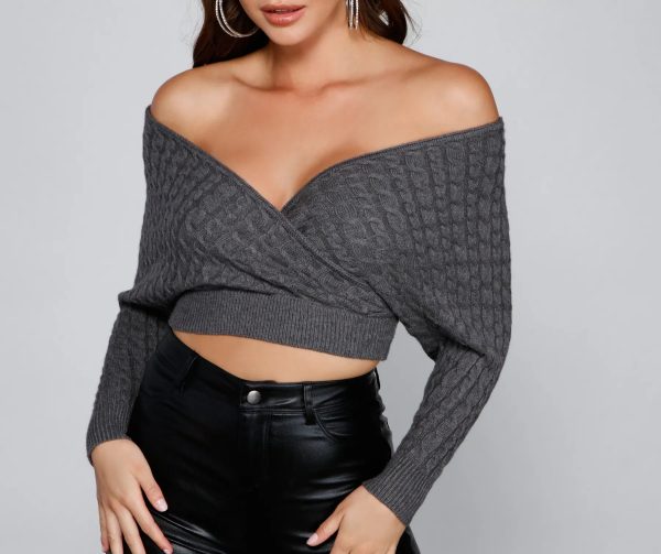 Cute Chills Surplice Crop Sweater - Image 3