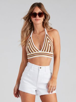 Sassy Stripes Knit Halter Top
