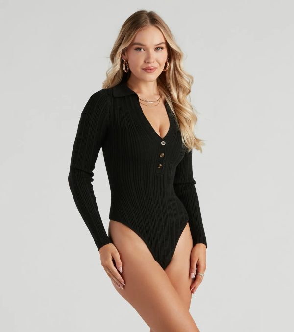 Preppy Affair Henley Long Sleeve Bodysuit - Image 4