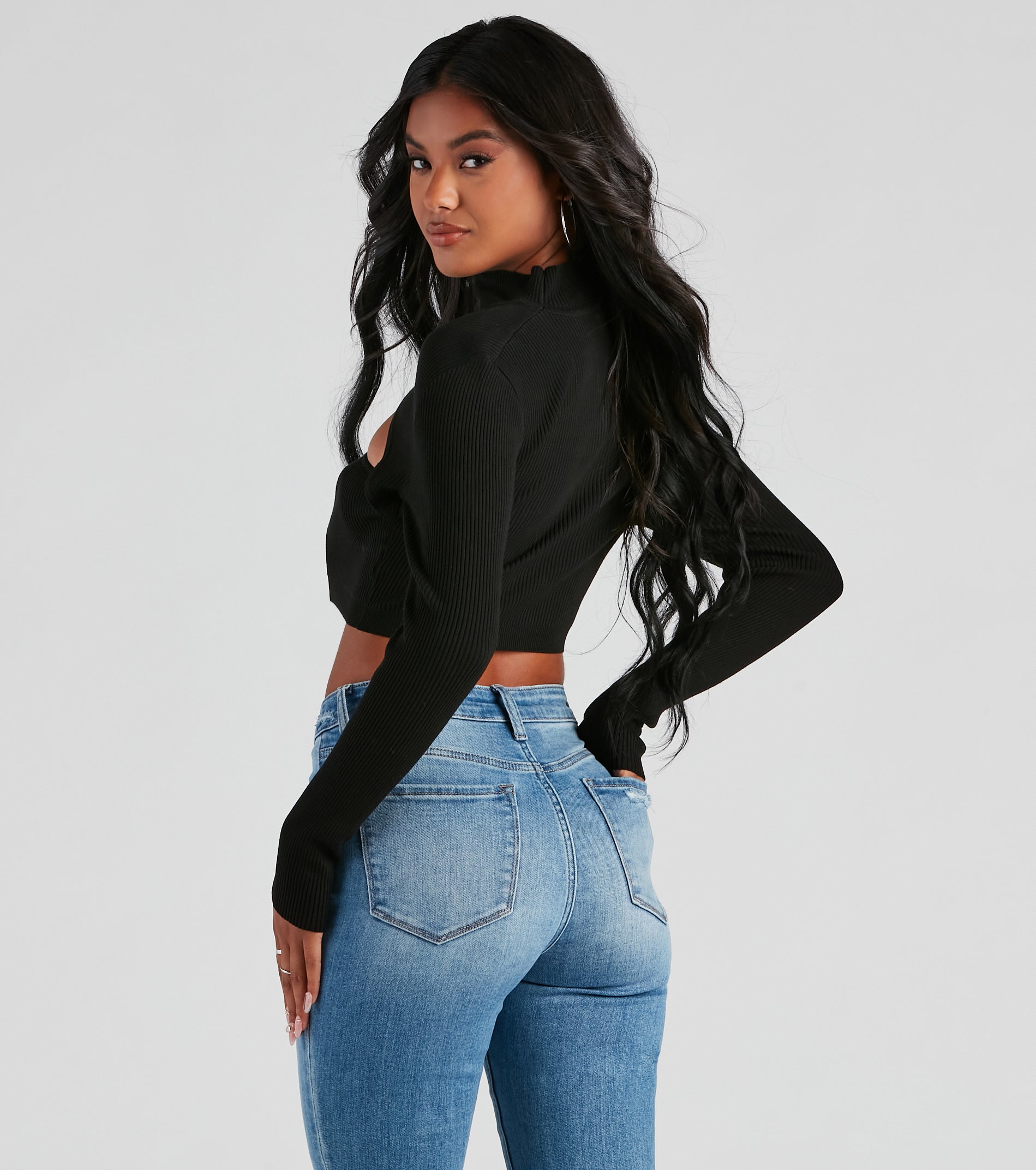 Bold Beauty Ribbed Cutout Crop Top - Image 2