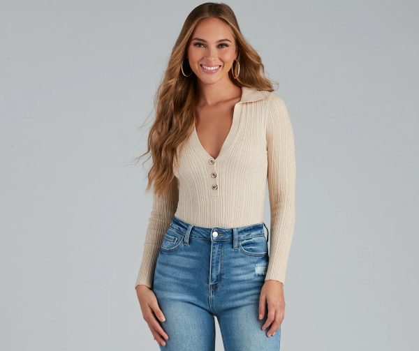 Preppy Affair Henley Long Sleeve Bodysuit - Image 6