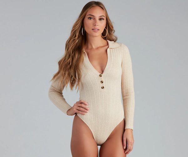 Preppy Affair Henley Long Sleeve Bodysuit - Image 9