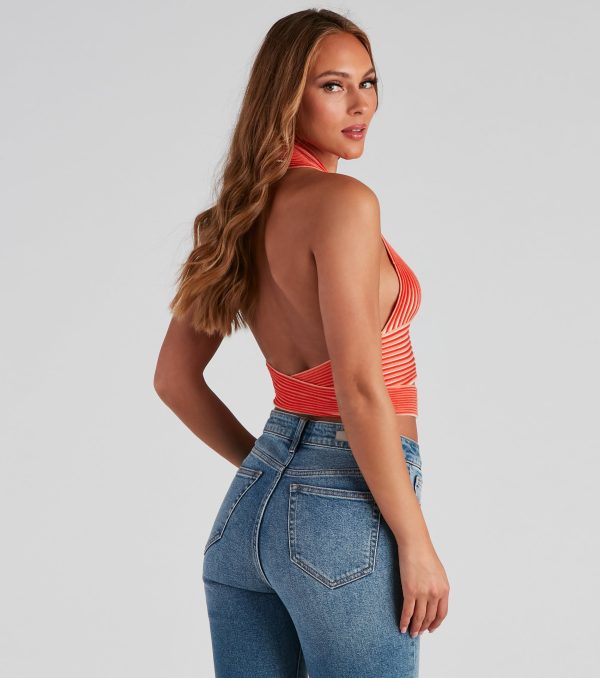 Main Squeeze Striped Halter Wrap Top - Image 2