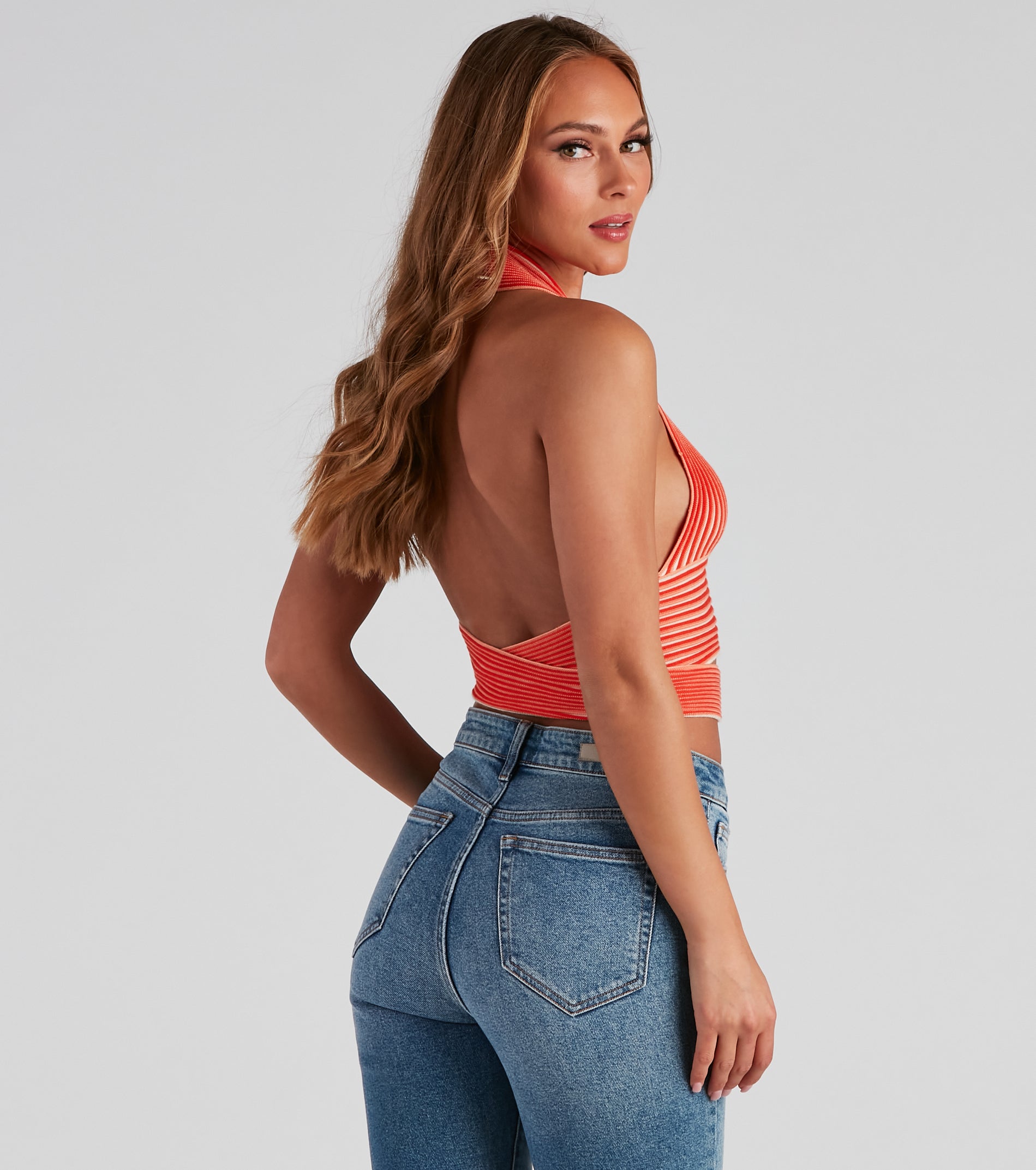 Main Squeeze Striped Halter Wrap Top - Image 2