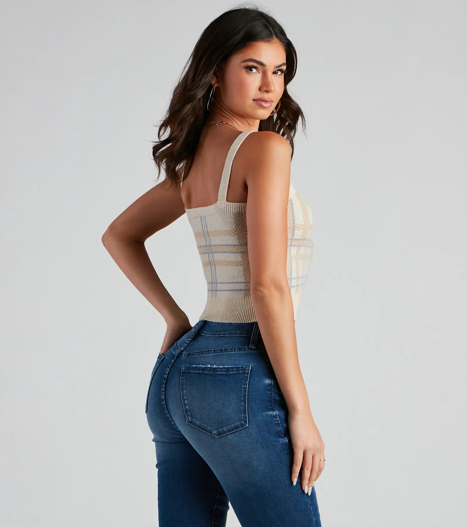 Casually Preppy Plaid Crop Top - Image 2