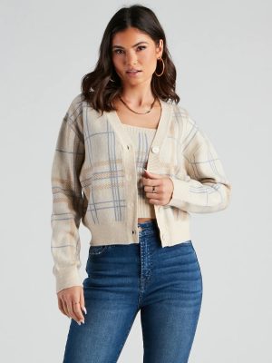 Casually Preppy Plaid Cardigan